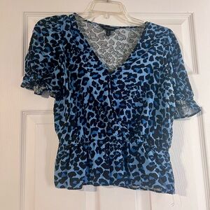 Banana Republic Blue Animal Print Blouse